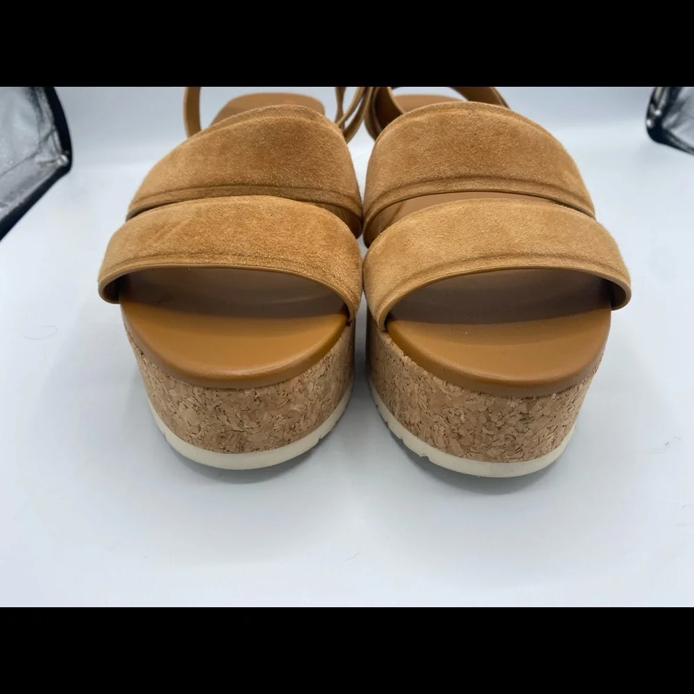 Vince Tan Jet Suede Leather‎ Chunky Platform Cork Woman’s Sandals Size 10